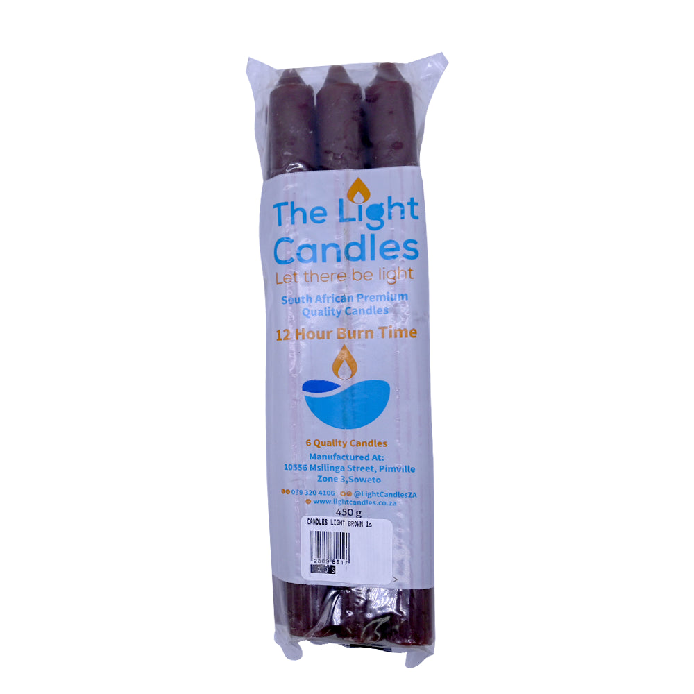 Candles Light Brown 6 Pack