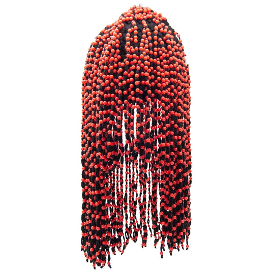 HAT WOOLEN PLAIN RED BEADED UMYEKO